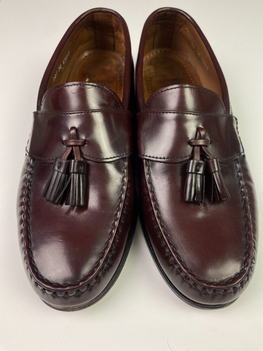 Allen Edmonds Stowe Tassel Loafers Shoes Mens 10 3E Burgundy Oxbood Leather